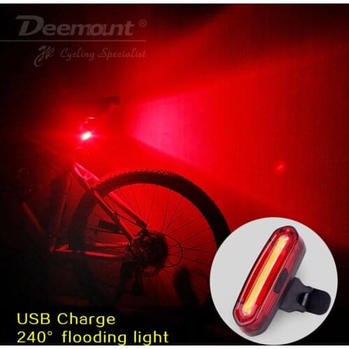 Deemount 100 LM Rechargeable COB LED USB Mountain Bike Tail Light Taillight MTB Safety Warning Bicycle Rear Light Bicycle Lamp