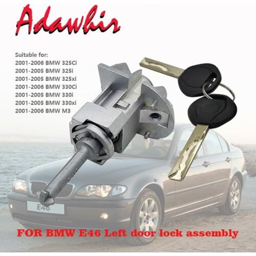 For 2001-2006 BMW E46 3 Series Left Door Lock Cylinder Assembly, with 2 Keys 51217019975