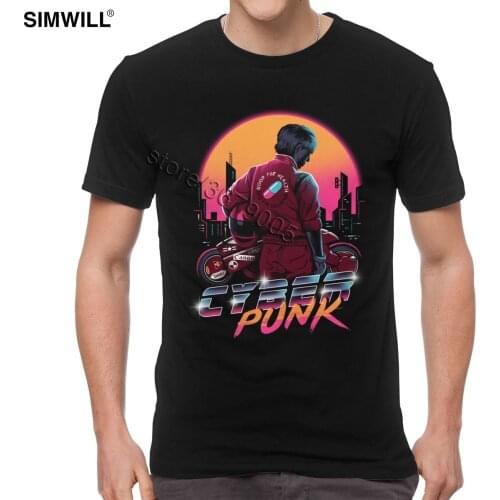 Japanese Anime Tee Akira Neo Tokyo T Shirt Men Print Cotton Tshirts Round Neck Short Sleeved Shotaro Kaneda Synthwave T-Shirt