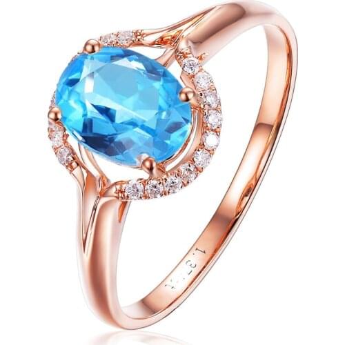 Ociki CZ Blue Rings Rose Gold Color Oval Party Wedding Rings Jewelry for Women Girls Jewelry Gift Drop Shipping Wholesale