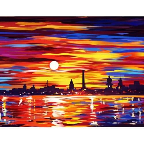 Gatyztory Sunset Seascape DIY Painting By Numbers HandPainted Oil Painting Artwork Canvas Colouring Home Decor 60x75cm