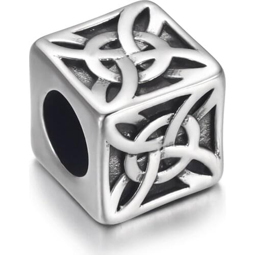 Stainless Steel Cube Bead 7.5mm Large Hole Beads Polished Metal Charms Accessories DIY Bracelet Jewelry Making