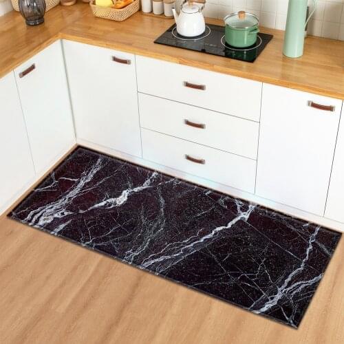 Kitchen Mat Home Entrance Doormat Living Room Bedroom Floor Decoration Long Carpet Marble Pattern Hallway Bathroom Anti-Slip Rug