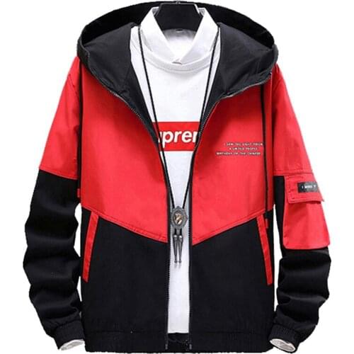 Big Size Fashion Brand Men Printing Jacket Spring Autumn New Men High Street Hooded Outerwear Trendy Casual Jackets Coat Male