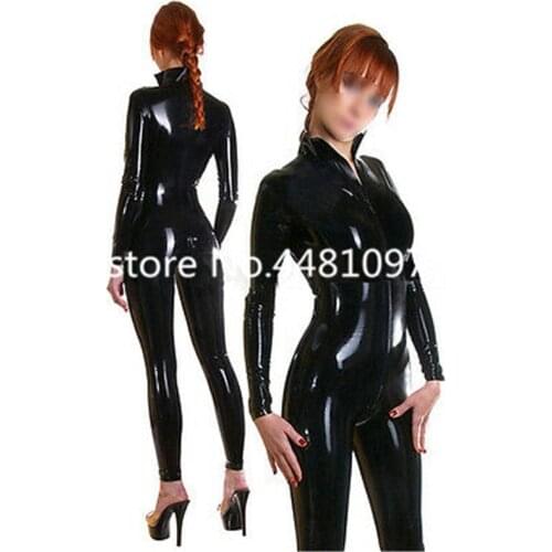 Handmade Latex Catsuit Rubber Bodysuits for Woman Full Bodysuits with Front Zipper Sexy Costume