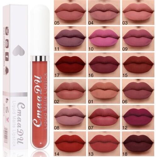 18 Colors Matte Velvet Lip Gloss Nude Liquid Lipsticks Waterproof Long Lasting Nonstick Cup Lipgloss Makeup Sexy Lip Tint Glaze