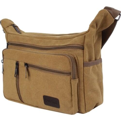 Mens Outdoor Bag Retro Fashion multi-purpose Canvas Portable Solid Color Casual Large Capacity Waterproof Shoulder Travel Bag