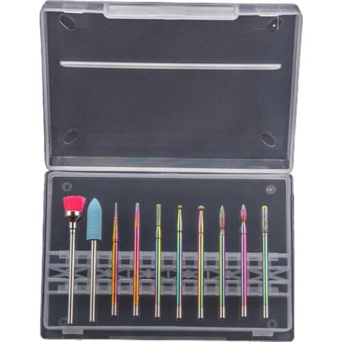 10Pcs/Box Nail Drill Bits Heads Grinding Set Rotate Milling Cutter Manicure Pedicure Tools Portable For Exfoliating Grinding Pol