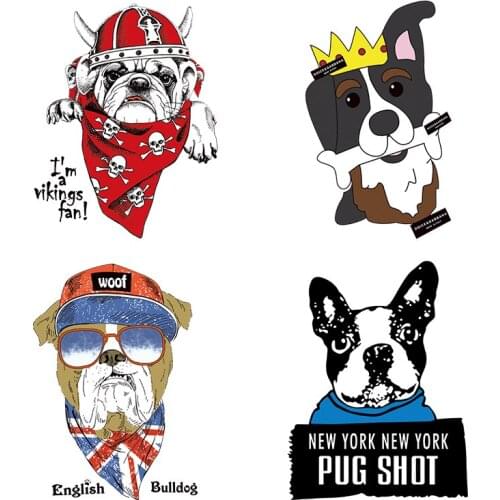 Patch For Clothes Cool Bulldog Diy Iron-on Transfers Easy Use Kids Boys Parches Washable Iron Appliqued Custom Heat T-shirt