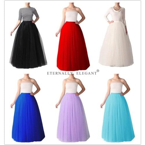 2018 New Long Floor Length Tulle Tkirt 5 Layers Fashion Dance Tutu Skirts Womens Puffy Skirt Petticoat Party Skirts 6610