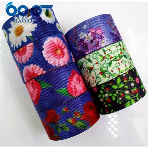 OOOT BAORJCT 177204 , 25MM flowers Printed grosgrain ribbon,garment accessories hair accessories , DIY Handmade gift wrapping