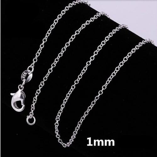 Wholesale Free shipping 1mm CHAIN necklace fashion silver color jewelry elegant charm women men For pendant necklace JSH-XL