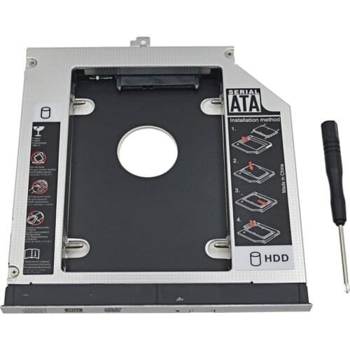 2nd HDD Caddy 12.7mm SATA 3.0 2.5" Aluminum SSD HDD Box For Dell Latitude E5400 E5410 E5420 E5500 E5510 E5520 DVD Optibay