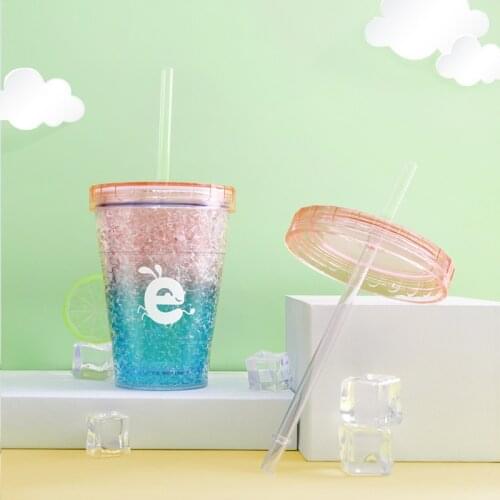 Ice Plastic Straw Cup Water Cup Diamond Double-Layer Car Bottle Fashion Trend Male and Female Student Water Mug Friend Gift