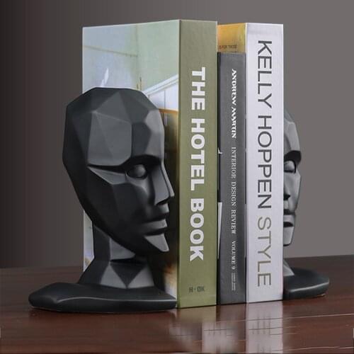 Resin Human Face Brain Bookends Vintage Book Stopper Adjustable Bookshelf Stand For Books Home Office Decorations Desk Organizer