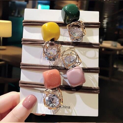 4 pcs/lot New Women Girls Basic Knot Pearls Elastic Hair Bands Scrunchies Ponytail Holder Headbands Fashion Hair Accessories