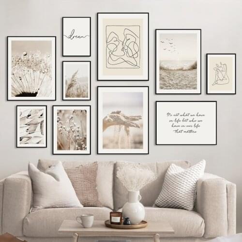 Reed Sea Dandelion Hand Abstract Lines Wall Art Canvas Painting Nordic Posters And Prints Wall Pictures For Living Room Decor