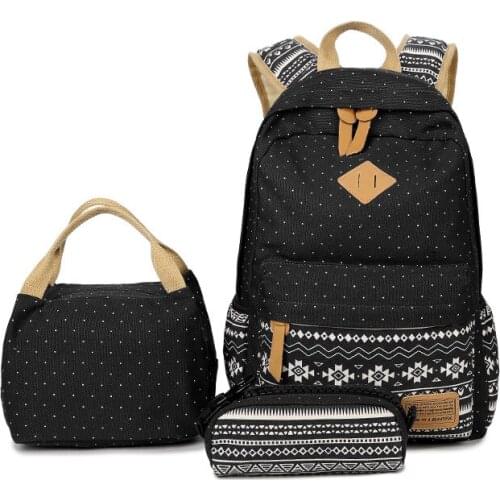 New 2021 Kids Backpack With Lunch Bag Female Oxford Cloth School Bag For Teens Knapsack Rucksack Field pack Three-piece Suit