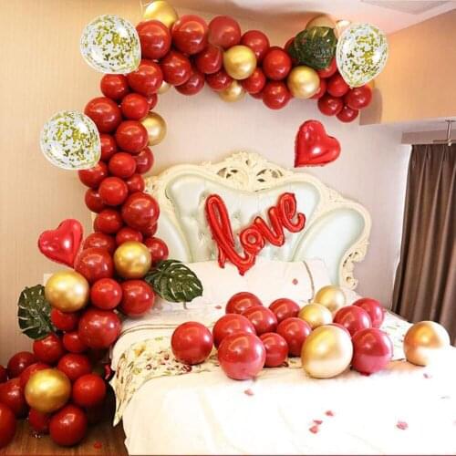 20/50 Pcs Ruby Red Heart Balloons 5/10/12 Inch Double Layer Latex Balloons for Wedding Valentines Day Gifts Party Decoration