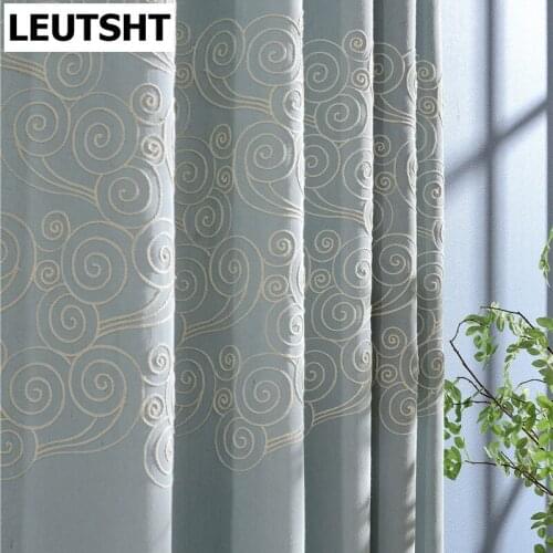 Modern Minimalist Style Polyester Cotton Embroidered Curtains for Living Dining Room Bedroom Blackout Curtains Customization