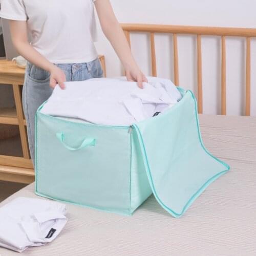 Folding Storage Box Dirty Clothes Collecting Case Non Woven Fabric With Zipper Moisture-proof Toys Quilt Clothes Storage Box