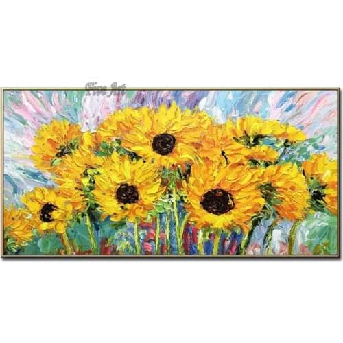 Modern Home Decor Abstract Texture 3D Sunflower Acrylic Painting Canvas Wall Art Unframed Hand-painted Flower Wall Decor Picture