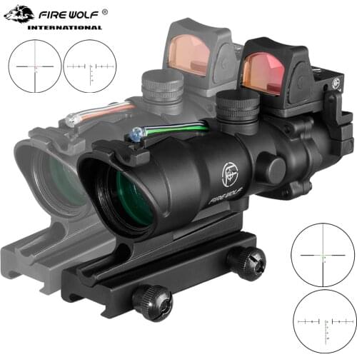 Fire Wolf 4x32 Tactical Optic Scope Rifle Scope Red green Reticle Fiber Illuminated Optic Sight With Rmr Mini Red Dot Sigh