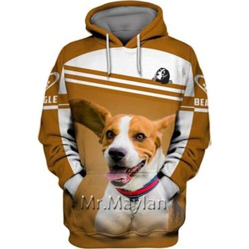 Personality Fashion Animal Beagle 3D Print Graphic Hoodie Men/Women Streetwear Oversized Sweatshirt Harajuku Tops Pullover - A25