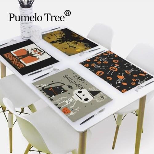 Happy Halloween Decoration Prop Pumpkin Horror Skull Witch 42*32CM Kids Gift Halloween Placemat Festival Party Supplies Decor