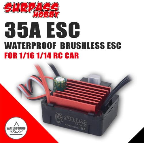 SURPASS HOBBY KK 35A Waterproof ESC Brushless Electric Speed Controller for 1/16 1/14 RC Car 2838 2845 Brushless Motor