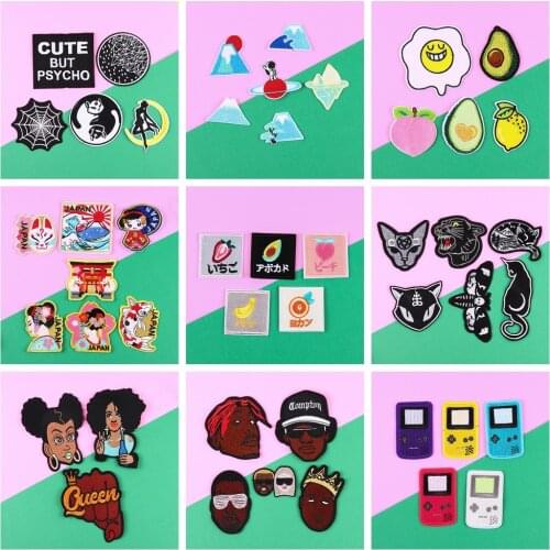 Mix Design Iron On Foods Drink Stickers Cartoon Patches Set DIY Japanese girls Clothing Jeans Backpack Garment Applique