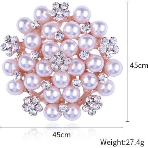 Retro Antique Rose Gold Silver Plated Crystal Pearl Flower Pins and Brooches For Women Party Bouquet Brooch Pins Flower Decor