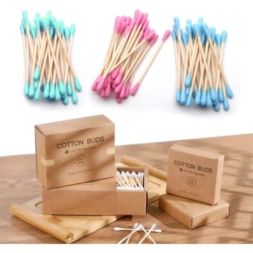 100/200pcs/ Box Bamboo Baby Cotton Swab Wood Sticks Soft Cotton Buds Cleaning of Ears Tampons Cotonete Pampons Health Beauty