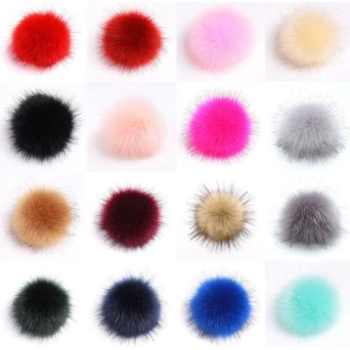 12cm Solid Color Faux Fox Fur Ball Pom Durable Women Children Winter Hat Cap Beanies Hairball DIY Multicolor Jewelry Accessory