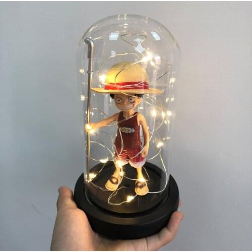 2020 Grandista One Piece Monkey D Luffy Ver PVC anime action figure in Glass LED night Light Wooden Base for Collectible Model