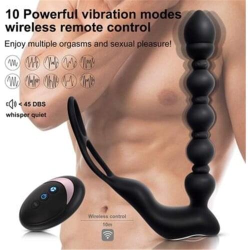 Electric Shock Anal Beads Male Prostate Massage Vibrator Silicone Long Anal Plug Vibrating Butt Plugs Sex Toy For Men Woman Gay