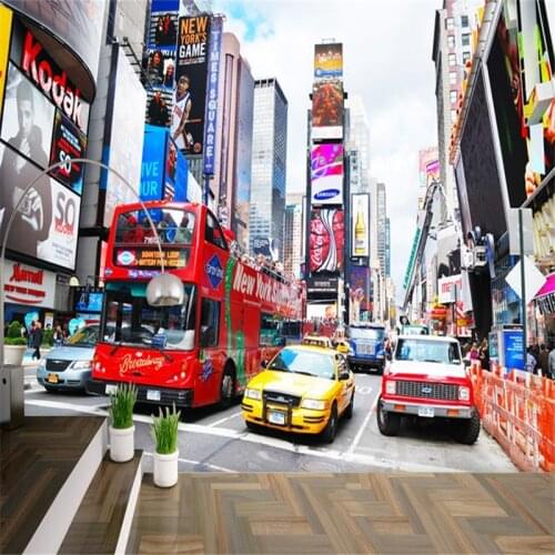Beibehang 3D Bus New York Times large mural wallpaper TV background wall paper Office living room bedroom 3d wallpaper