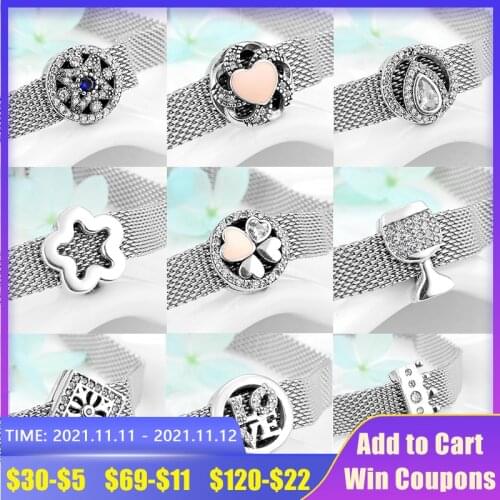 Real Endless Love 925 Sterling Silver Clips Beads Clear CZ Fit Reflexions Charm Bracelet Jewelry Making for Women