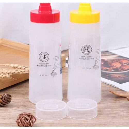 4 Holes Squeeze Type Sauce Bottle Safe Resin For Ketchup Jam Mayonnaise Olive Oil 300ml Bottle