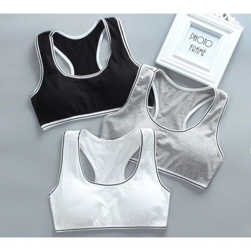Girls bra development period without steel ring, insert elastic pure cotton sports solid color underwear vest