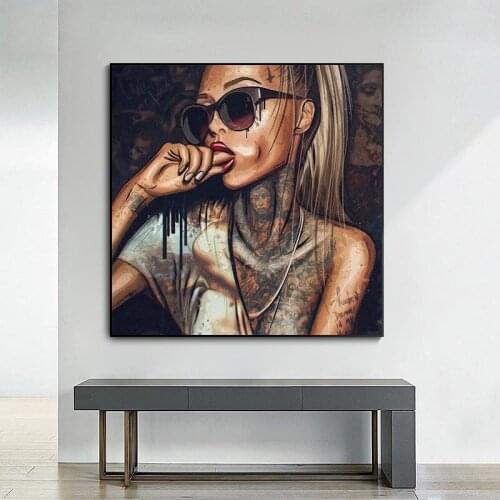 Black Girl With Tattoo Canvas Paintings On The Wall Art Posters And Prints Abstract African Art Pictures For Living Room Cuadros