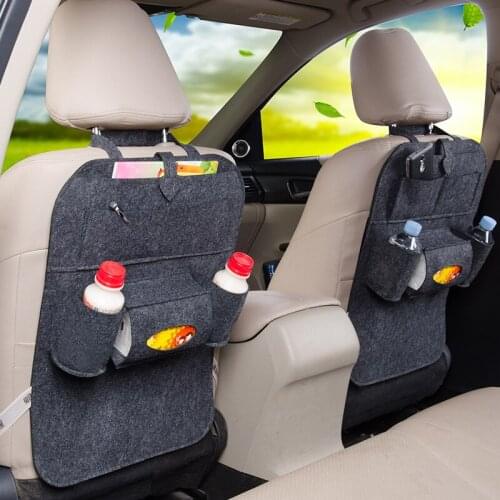 Black Gray Lined Felt Car Creative Storage Bag Multi-functional Seat Storage Bags Car back Hanging Bag For Sundries Tissue Box