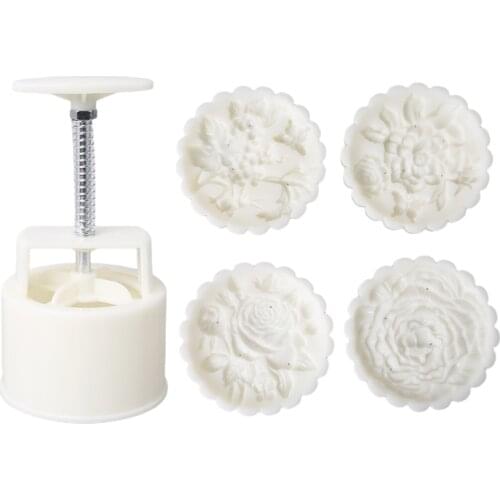 Mooncake Moulds Mid-Autumn Festival Hand-Pressure Rose Moon Cake Mould DIY Decoration Mooncake Press Moulds 150g Or 200g