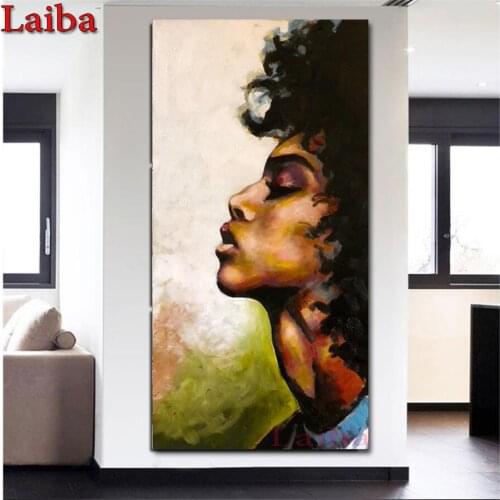 Black Woman 5D diy Diamond Painting Full Square Round Modern Fashion Girl Wall Art Diamond Art Embroidery icon mosaic painting