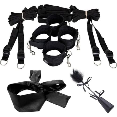 Fetish Under Bed Restraint Kit with Hand Cuffs Ankle Cuff Bondage Collection for Male Female Couple Adult Games Exotic Accessori
