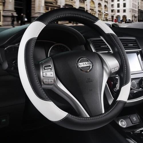 38CM PU Leather Steering Wheel Cover for Nissan Qashqai Juke Primera Versa Almera Terrano Kicks March Murano 350z Terrano NV200