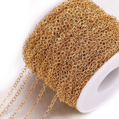 2M Stainless Steel Gold width 2 3 4 5mm Handmade Hollow Round Diy Chain Necklace Jewelry Making Findings DIY Supplies Wholesale
