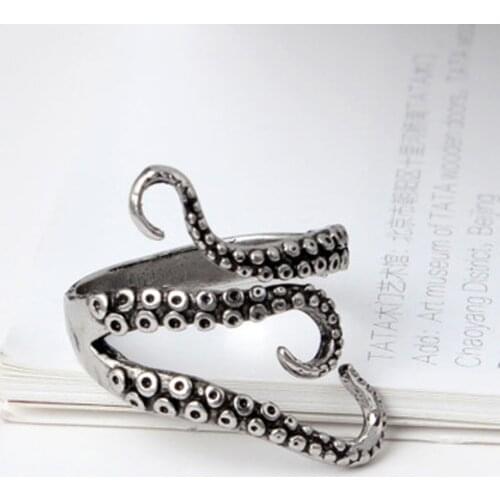 Cool Top Quality Titanium Steel Deep Sea Octopus Finger Rings Fashion Jewelry Punk Opened Adjustable Size