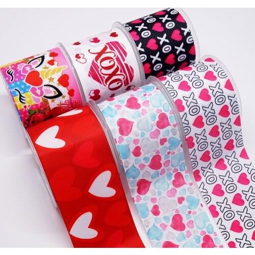 Valentines Day Ribbons Cartoon Grosgrain/Satin Ribbon Printed Ribbon For Crafts Decoration Bow 10Yards 36448