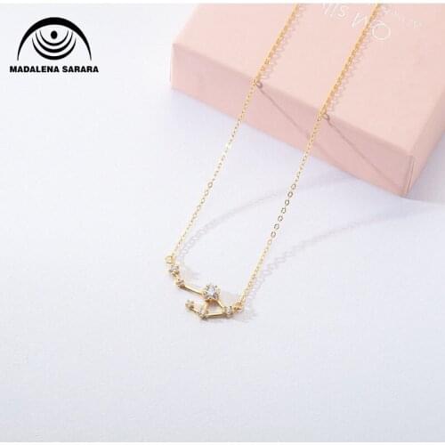 MADALENA SARARA AAAA Cubic Zirconia Anchor Style Sterling Silver 925 Chain Necklace Fashion Cute Korean Trendy